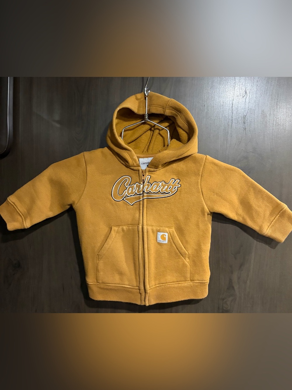 Carhartt Kids Carhartt Script Hooded Zip Sweatshirt in Mustard Yellow